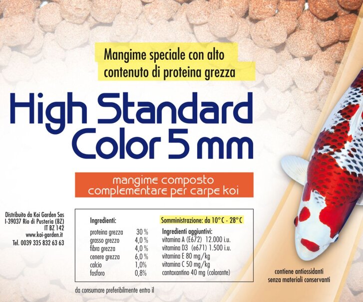 High Standard Color 5 mm - 10 kg Mangime gallegiante per Koi e pesci da laghetto
