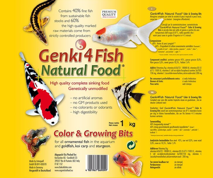 Genki4Fish Color&Grower Bits 1 kg - Mangime per Koi e pesci da laghetto