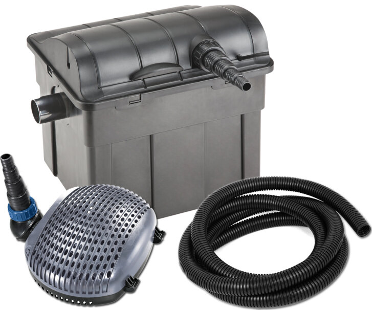 Kit filtro laghetto stagno UBF 9000, UV-C 11 watt, pompa XOE 3500 14 Watt, 5m tubo flessibile 32 mm